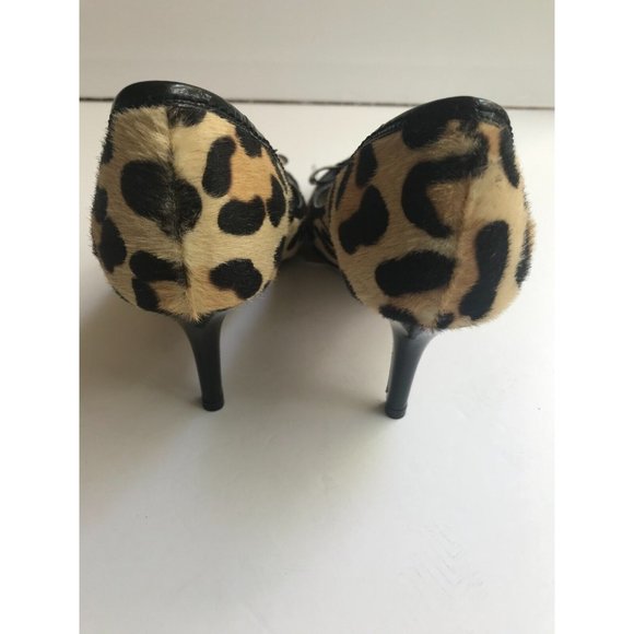Christian Dior Leopard Print Pony Hair Heels w/ Bow @ Toe, Size 37 (IT), 7 (US) - Picture 5 of 11